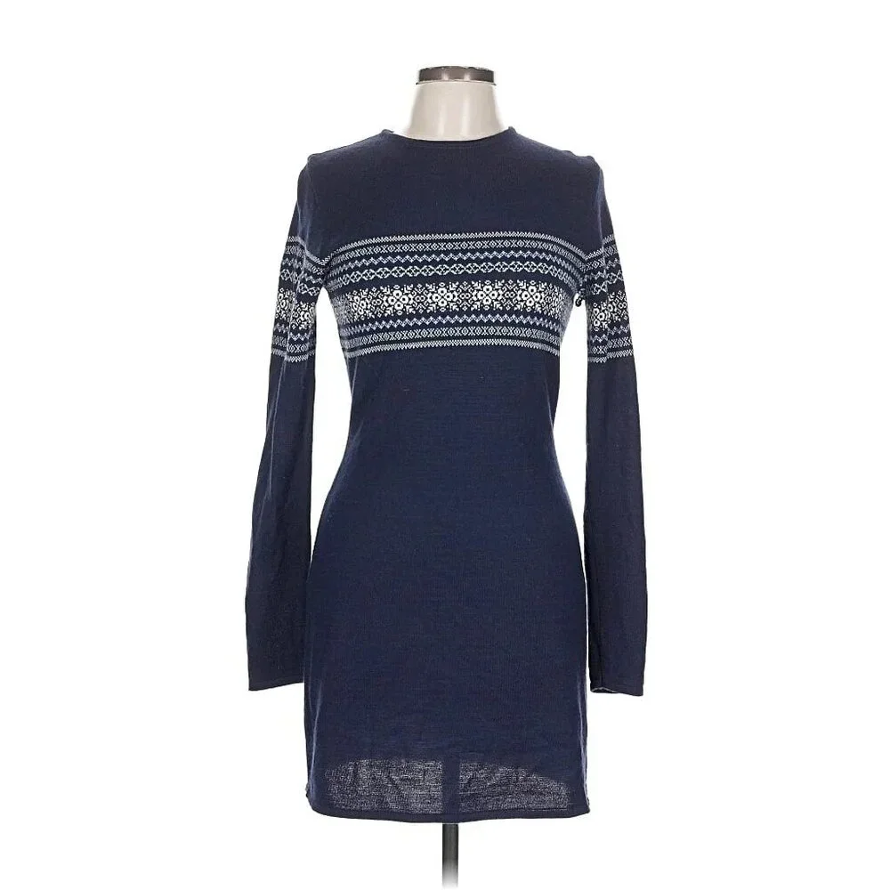 Vtg Y2K Esprit De Corp Fair Isle Sweater Dress | 90s Old Money Dark Academia Lg - Picture 2 of 8
